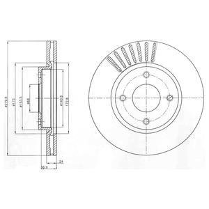 Вентильований гальмівний диск delphi BG4337