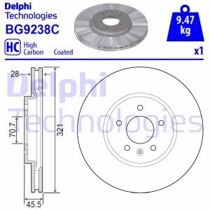 Вентилируемый тормозной диск delphi BG9238C