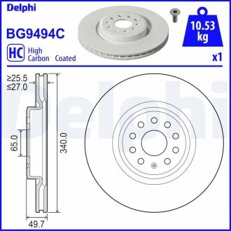 Гальмівний диск delphi BG9494C на Фольксваген ID.7 Tourer