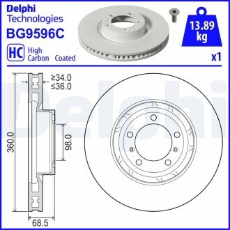 Гальмівний диск delphi BG9596C