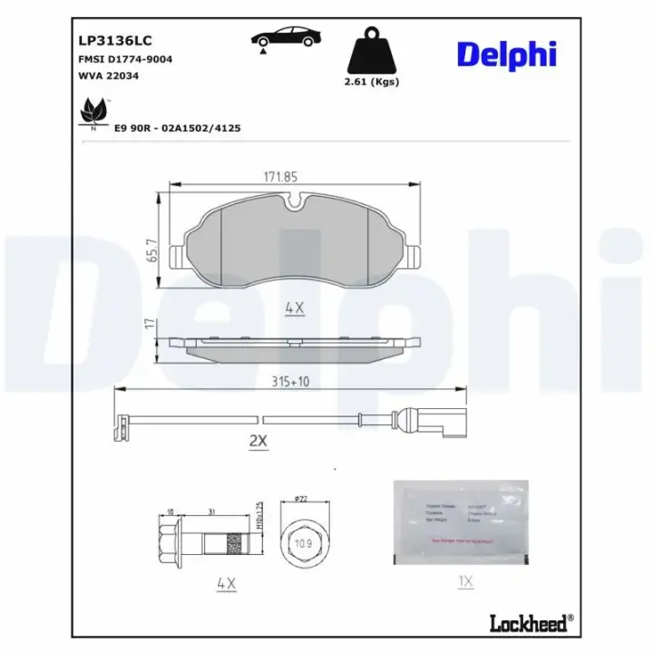 Передні тормозні (гальмівні) колодки Delphi LP3136LC (фото 1)