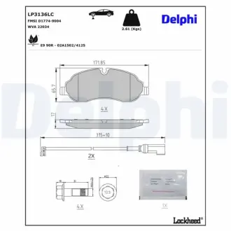 Передні тормозні (гальмівні) колодки delphi LP3136LC Форд Transit