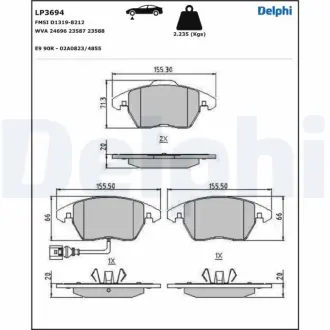 Передні тормозні (гальмівні) колодки Delphi LP3694