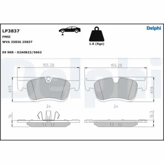 Передні тормозні (гальмівні) колодки Delphi LP3837