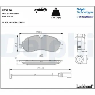 Передние тормозные колодки delphi LP3136
