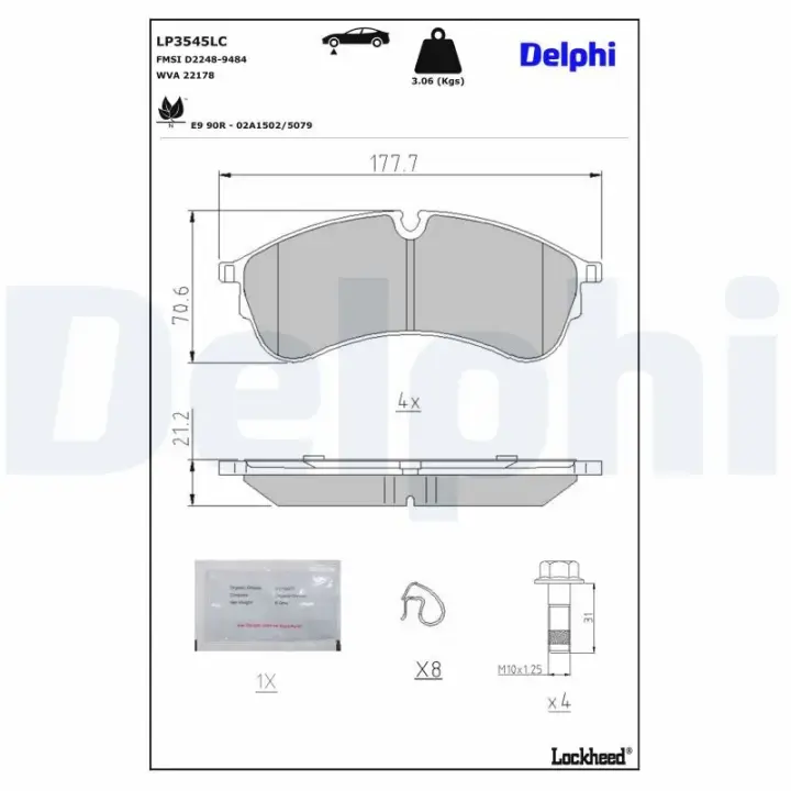 Передние тормозные колодки delphi LP3545LC