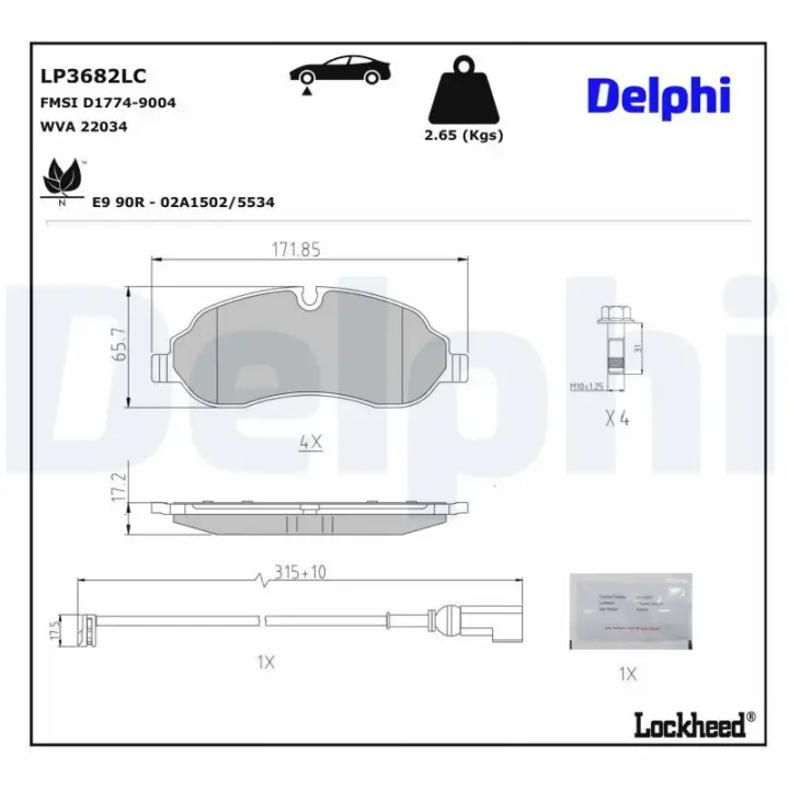 Передні тормозні (гальмівні) колодки Delphi LP3682LC (фото 1)
