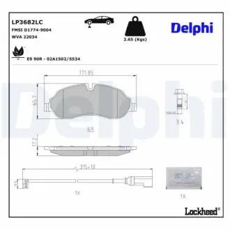 Передні тормозні (гальмівні) колодки delphi LP3682LC Форд Transit