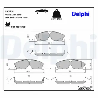 Передние тормозные колодки delphi LP3751 Форд Таурус