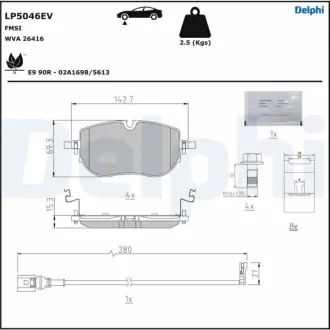 Передние тормозные колодки delphi LP5046EV