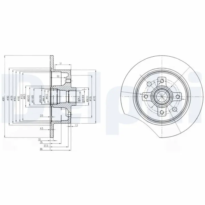 Тормозной диск delphi BG2571