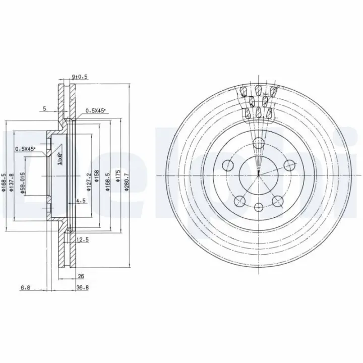 Тормозной диск delphi BG2844