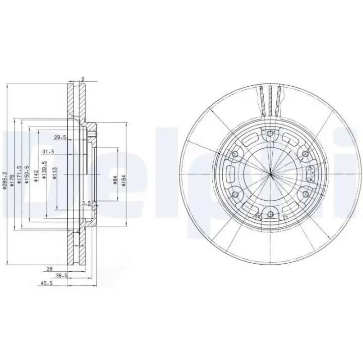 Вентилируемый тормозной диск delphi BG3193