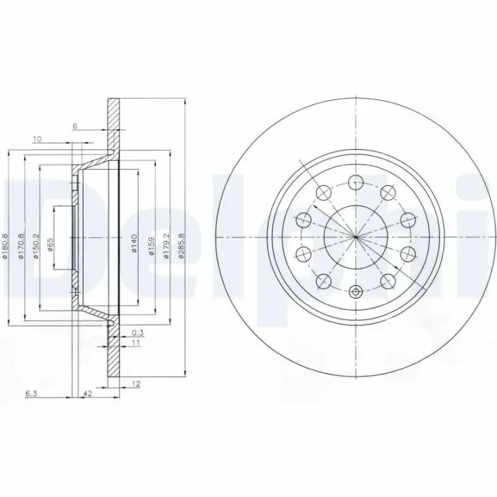 Тормозной диск delphi BG3954C