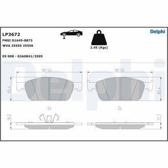 Тормозные колодки delphi LP3672