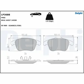 Тормозні (гальмівні) колодки Delphi LP3688
