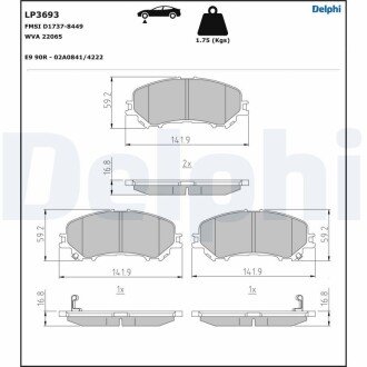 Тормозные колодки delphi LP3693 на Ниссан Х (икс) трейл т32