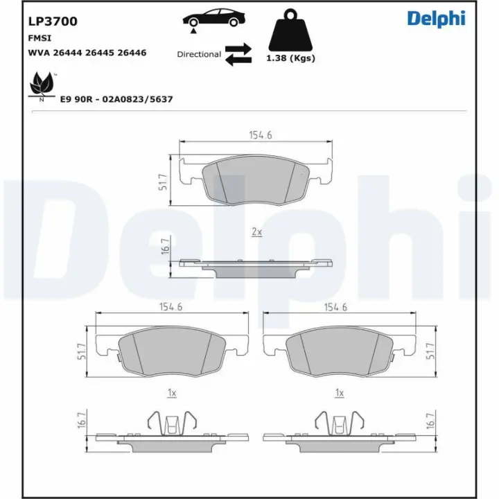 Тормозні (гальмівні) колодки Delphi LP3700 (фото 1)