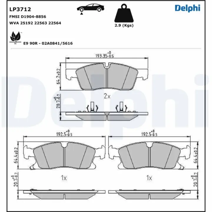 Тормозные колодки delphi LP3712