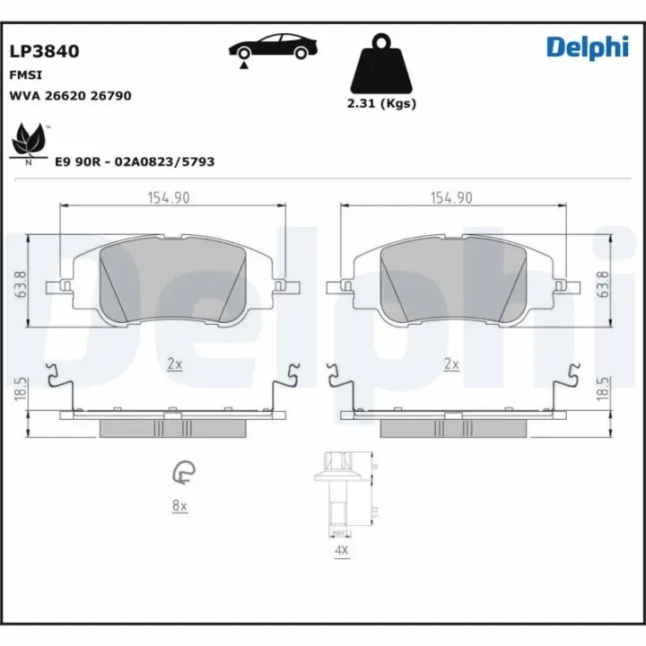 Тормозні (гальмівні) колодки Delphi LP3840 (фото 1)