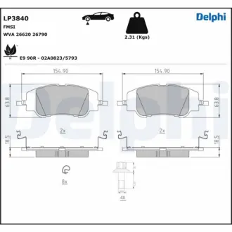 Тормозні (гальмівні) колодки Delphi LP3840