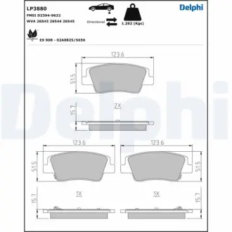 Тормозні (гальмівні) колодки delphi LP3880