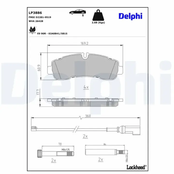 Тормозні (гальмівні) колодки Delphi LP3886 (фото 1)
