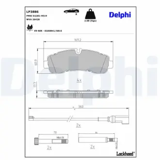 Тормозные колодки delphi LP3886