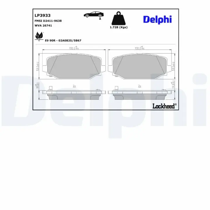 Тормозні (гальмівні) колодки Delphi LP3933 (фото 1)