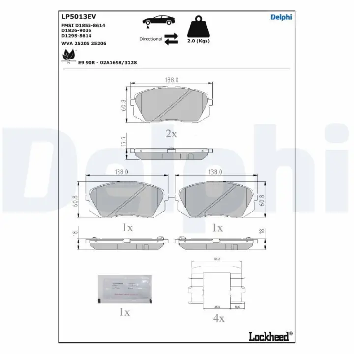 Тормозные колодки delphi LP5013EV