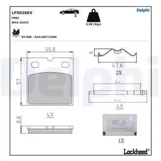 Тормозні (гальмівні) колодки Delphi LP5026EV