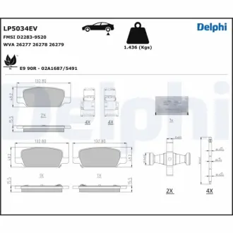 Тормозные колодки delphi LP5034EV