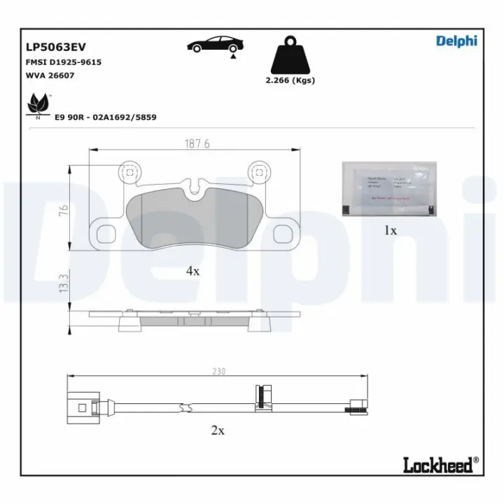 Тормозні (гальмівні) колодки Delphi LP5063EV (фото 1)