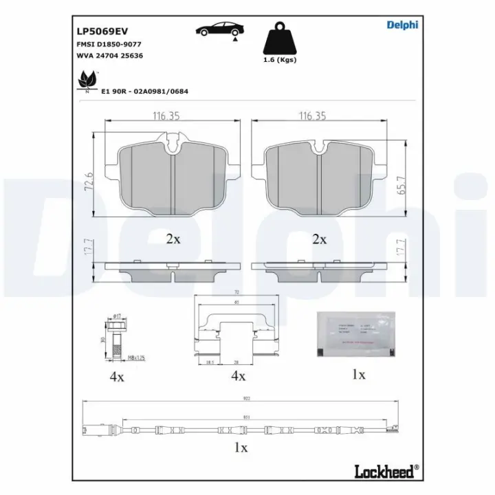 Тормозные колодки delphi LP5069EV