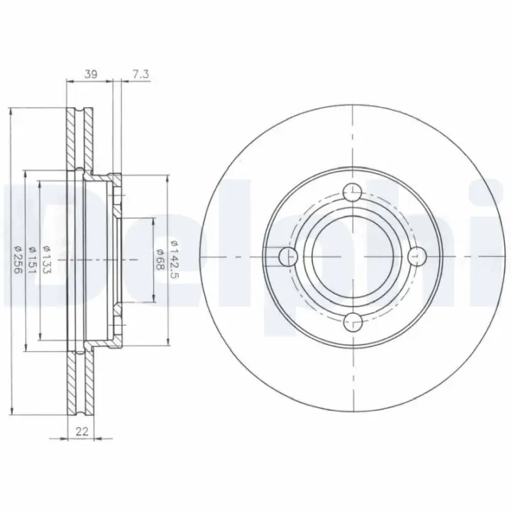 Вентилируемый тормозной диск delphi BG2272