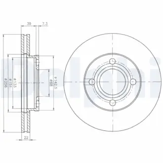 Вентилируемый тормозной диск delphi BG2272