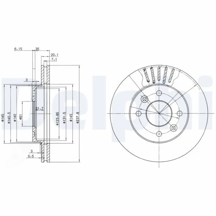 Вентилируемый тормозной диск delphi BG2282C