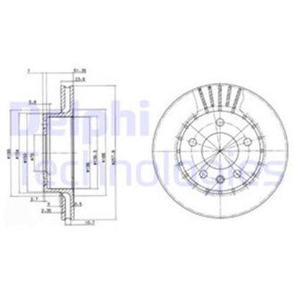 Вентильований гальмівний диск delphi BG2384