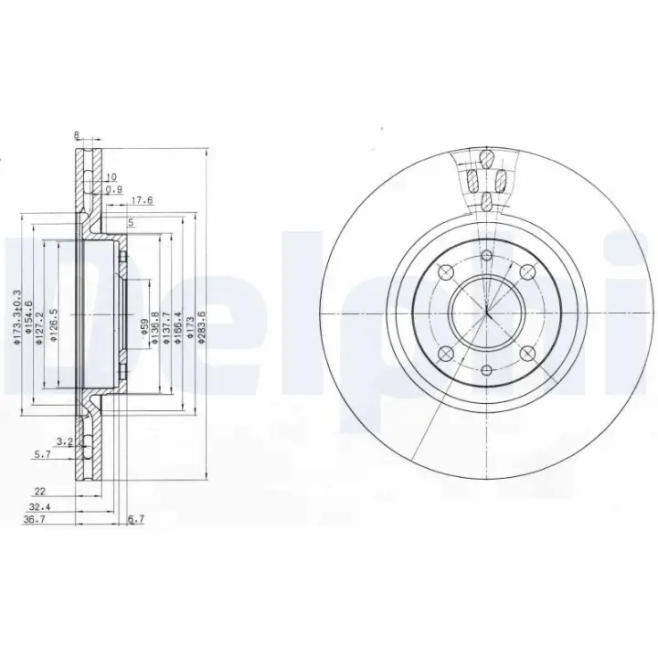 Вентилируемый тормозной диск delphi BG2407