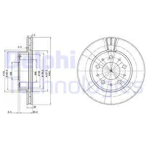 Вентильований гальмівний диск Delphi BG2425