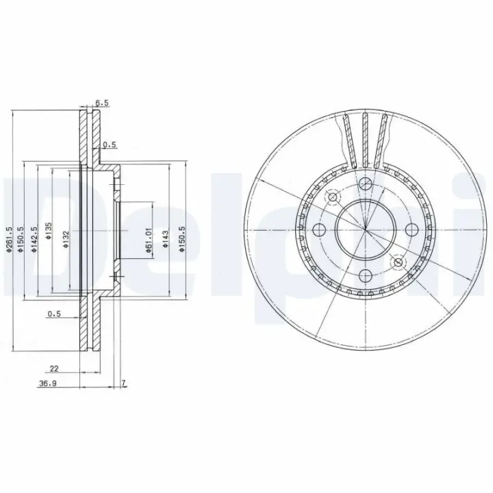 Вентилируемый тормозной диск delphi BG2693