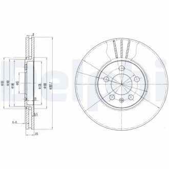 Вентилируемый тормозной диск delphi BG2729