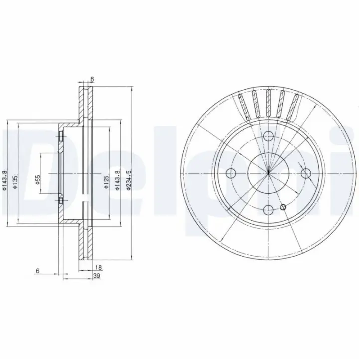 Вентилируемый тормозной диск delphi BG2802