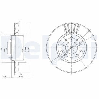 Вентилируемый тормозной диск delphi BG2841C