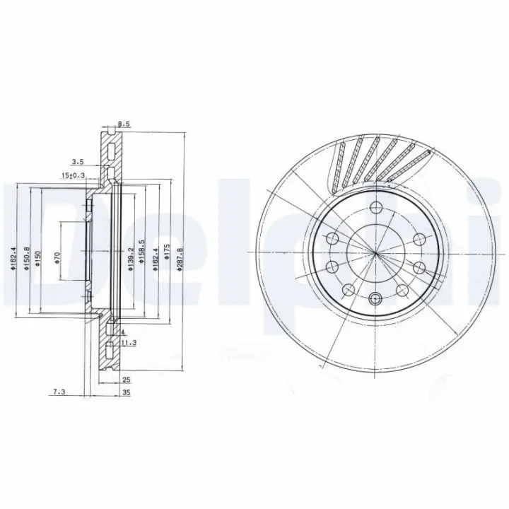Вентилируемый тормозной диск delphi BG3142C