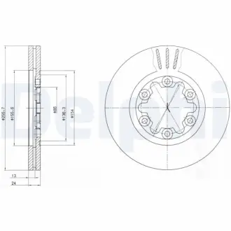 Вентильований гальмівний диск Delphi BG3559