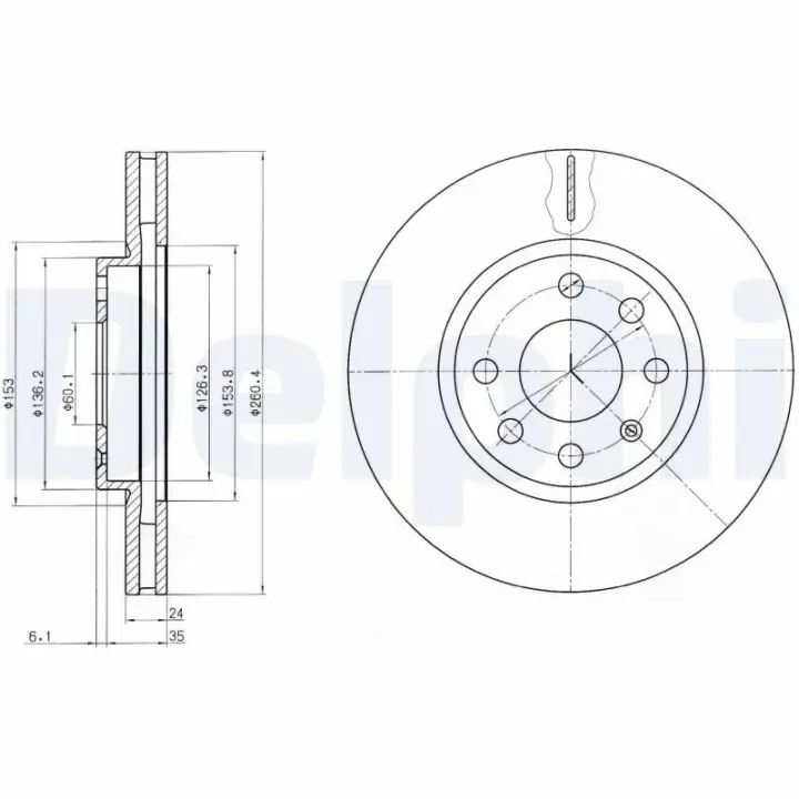 Вентилируемый тормозной диск delphi BG3569C