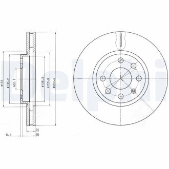 Вентилируемый тормозной диск delphi BG3569C