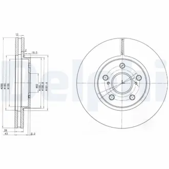 Вентилируемый тормозной диск delphi BG3735
