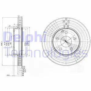Вентильований гальмівний диск Delphi BG3755C